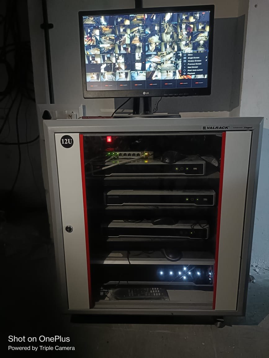 CCTV monitoring screen and NVR rack at Ashar Metro Tower